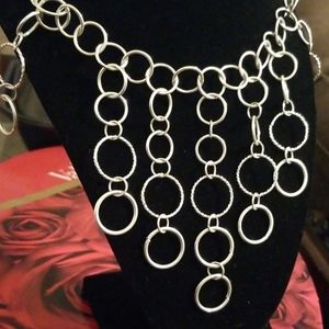 Fashion necklace silver circles boho